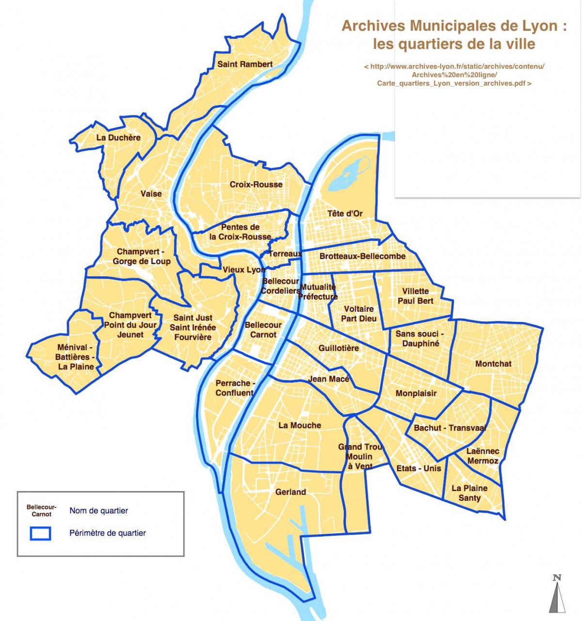 Lyon Nachbarschaften Karte