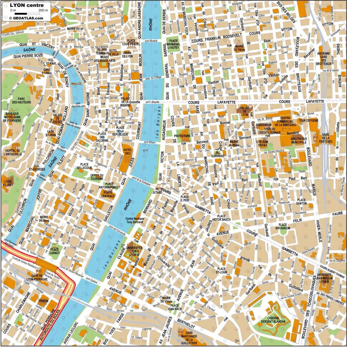 Lyon Stadtzentrum Karte